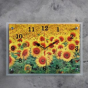 Часы настенные, серия: Цветы, "Подсолнухи", 25х35 см в ассортименте