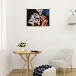Картина "Девушка с тигром" 43х53 см