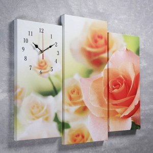 Часы настенные модульные «Розовые розы», 60 х 80 см