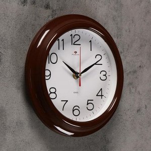 Часы настенные "Классика", "Рубин", коричн. обод  21х21 см