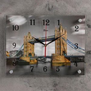 Часы настенные, серия: Город, "Тауэрский мост, Красный и Ч/Б", 30х40  см, в ассортименте