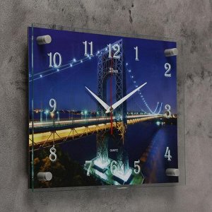 Часы настенные, серия: Город, "Мост Джорджа Вашингтона", 30х40  см, микс