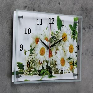 Часы настенные, серия: Цветы, "Ромашки", 30х40  см, микс