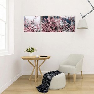 Модульная картина "Весенний Париж" (3-35х35) 35х105 см