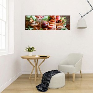 Модульная картина "Персики" (3-35х35) 35х105 см