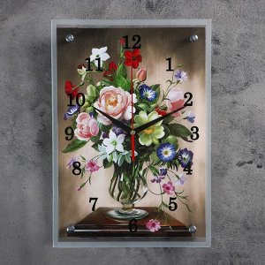 Часы настенные, серия: Цветы, "Разноцветные цветы", 25х35 см, в ассортименте