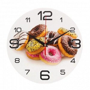 Часы настенные круглые "Пончики". 24 см