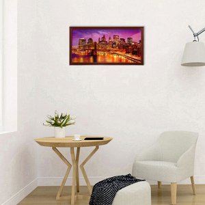 Картина "Город в огнях" 57х107 см