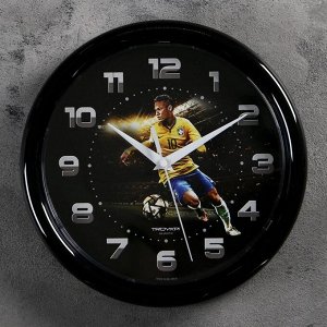 Часы настенные круглые "Футболист", чёрный обод, 24х24 см