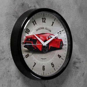 Часы настенные &quot;Гоночный автомобиль&quot;, d=22.5 см, красный