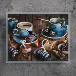 Часы-картина настенные, серия: Кухня, "Кофе и конфеты", 20х25 см