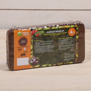 Субстрат кокосовый в блоке, 21 - 11 - 3 см, 4 л, индивидуальная упаковка