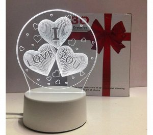Светильник 3D на подставке "I LOVE YOU"