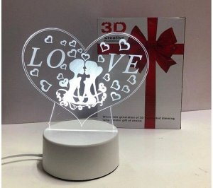 Светильник 3D на подставке "I LOVE YOU"