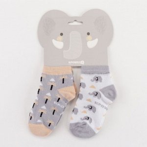 Набор носков Крошка Я "Слон", 2 пары, 8-10 см