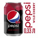 Напиток сильногазированный Pepsi-Cola Вайлд Черри 0.33л Банка