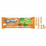 Батончик фруктовый Агуша Яблоко,клубника,хлопья 0.54% 15г с 12 месяцев