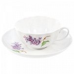 Чашка чайная фарфоровая &quot;Сирень эконом&quot; 220мл, д9,5см, h5см.