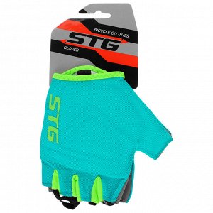 Перчатки велосипедные STG AL-03-418, размер М, цвет голубые-салатовые
