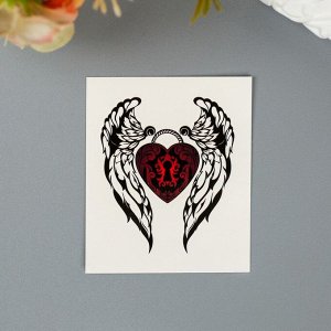 Татуировка на тело "Крылья с красным сердцем" 4410708