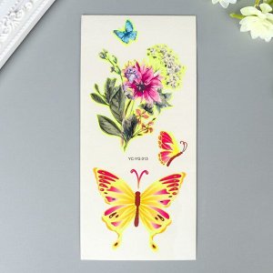 Татуировка на тело фосфорная "Бабочки и цветы" МИКС