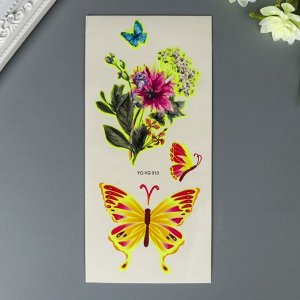 Татуировка на тело фосфорная "Бабочки и цветы" МИКС