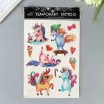 Татуировка на тело цветная &quot;Единорожки&quot; 21х15 см