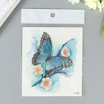Татуировка на тело цветная с блёстками &quot;Бабочка и цветущая ветвь&quot; 12х10,5 см