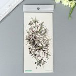 Татуировка на тело чёрная с цветом &quot;Фотоаппарат в цветах&quot; 21х10 см
