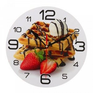 Часы настенные, серия: Кухня, "Венские вафли и клубника", 24 см