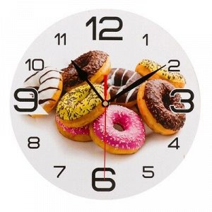 Часы настенные круглые "Пончики", 24 см