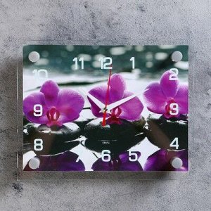 Часы настенные, серия: Цветы, "Цветки на камнях", 20х26 см, микс