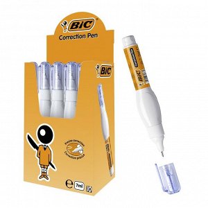 Корректирующая ручка, белая, тонкий металлический наконечник, 7 мл, BIC Correction Pen