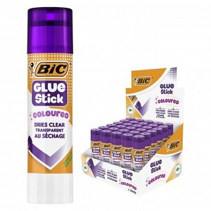 Клей-карандаш 8 г BIC Glue Stick Coloured, фиолетовый, исчезающий