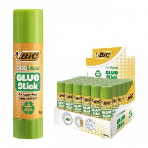 Клей-карандаш, прозрачный, твёрдый, 8 г, BIC Glue Stick, ECOlutions