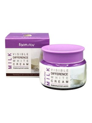 FarmStay  Увлажняющий крем для лица с молочными протеинами Milk Visible Difference White Cream