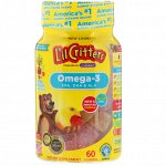 L&amp;#x27 - il Critters, Омега-3, вкус «Малина и лимонад», 60 жевательных таблеток