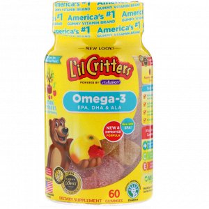 L&#x27 - il Critters, Омега-3, вкус «Малина и лимонад», 60 жевательных таблеток