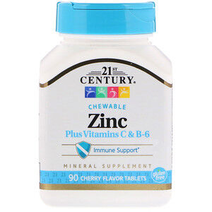 21st Century, Zinc Plus Vitamins C & B-6, Cherry Flavor, 90 Chewable Tabl