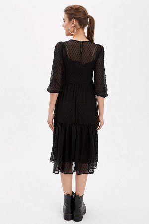 DEFACTO Платье черное с комбинацией в комплекте