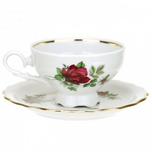 Сервиз чайный фарфоровый "Черная роза" 15 предметов на 6 персон, форма "Агат" (Россия)