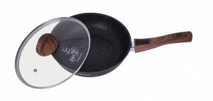 Сковорода антипригарная литая 26см съемная ручка стеклянная крышка Granit ultra blue ТМ KUKMARA