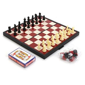 G049-H37012R Шахматы магнитные 4 в 1 (шахматы,шашки,нарды,карты) 25*13*3,5см, в кор. ИГРАЕМ ВМЕСТЕ в кор.4*12шт