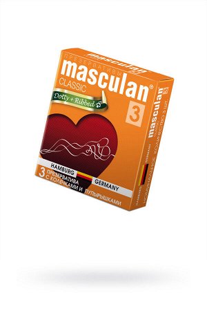 Презервативы Masculan Classic 3, с колечками и пупырышками (Dotty+Ribbed), №3 шт.