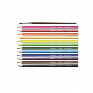 Карандаши акварельные 12 цветов ErichKrause ArtBerry, с кисточкой, шестигранные, яркий грифель диаметром 3 мм