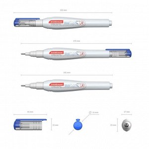 Ручка-корректор 10 мл, Erich Krause ARCTIC WHITE, с металлическим наконечником