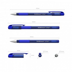 Ручка гелевая Erich Krause G-Star, узел 0.5 мм, чернила синие, грип-зона из резины, длина письма 600 метров