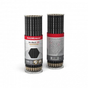 Карандаш чернографитный HB, 2.2 мм, ErichKrause Jet Black 100, шестигранный, из отборной древесины, в тубусе