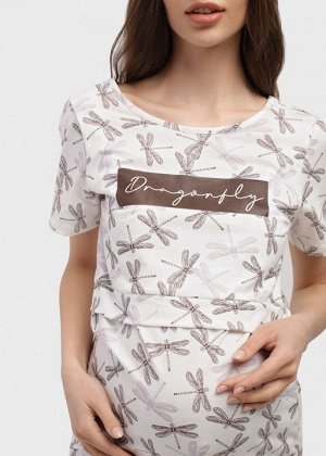Ночная сорочка "Мелания" для беременных и кормящих; стрекозы