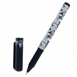 Ручка шариковая в тубе DreamWrite "Черно-белая романтика", узел 0.7 мм, синие чернила, матовый корпус Silk Touch, МИКС